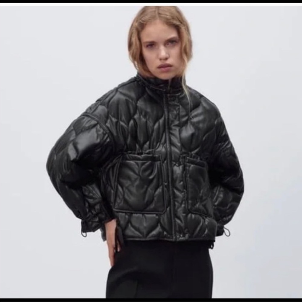NWT Zara quilted faux leather jacket